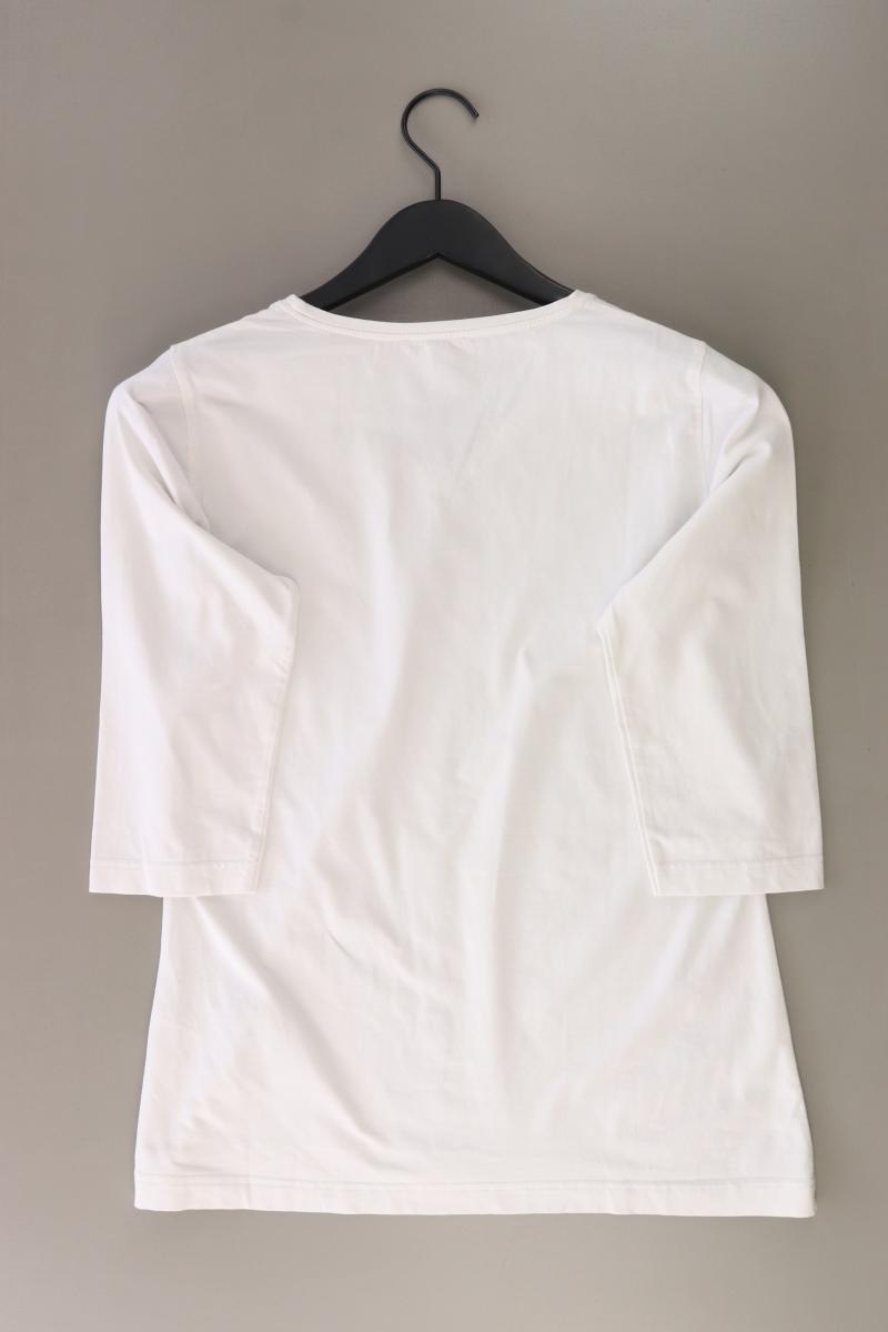 Marco Pecci Shirt mit V-Ausschnitt Gr. 40 3/4 Ärmel weiß aus Baumwolle