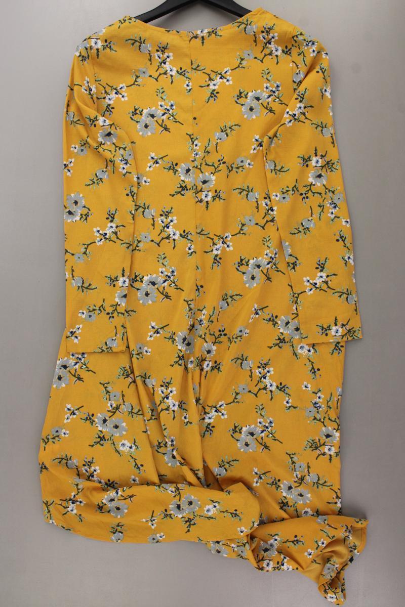 Shein Vokuhila Kleid Gr. M mit Blumenmuster Langarm gelb aus Polyester