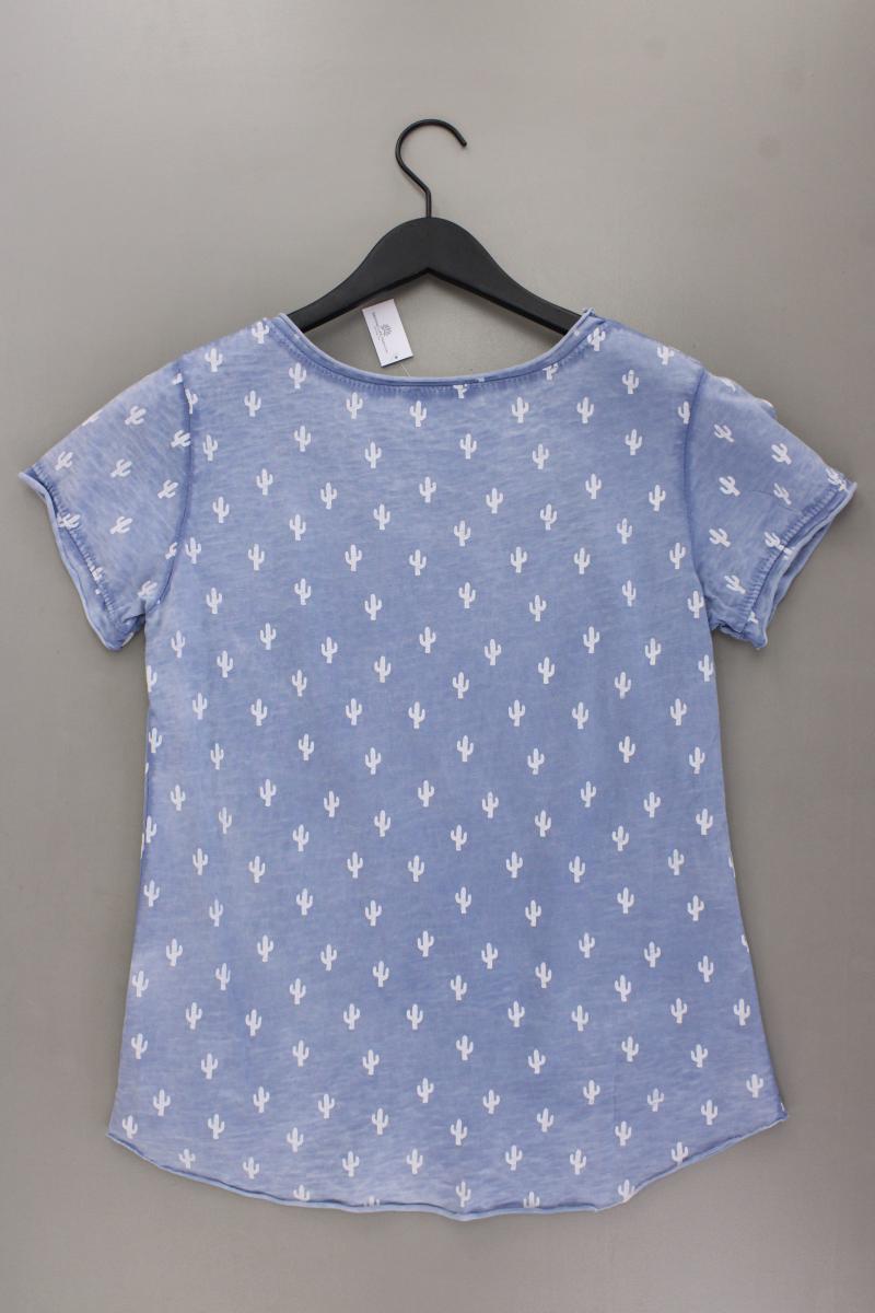 Be There Shirt mit Kaktusmuster Gr. S Kurzarm blau