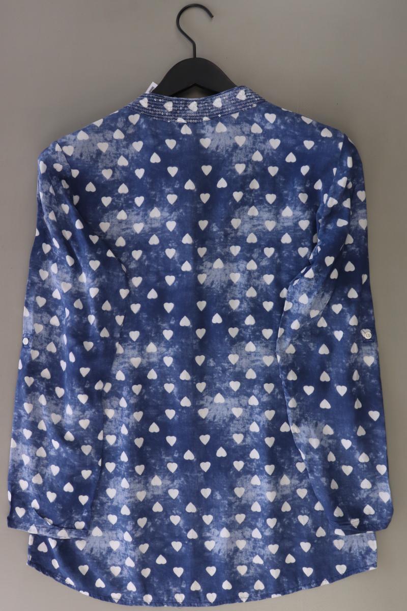 BC Best Connections Bluse mit Herzmuster Gr. 38 Langarm mit Pailletten blau