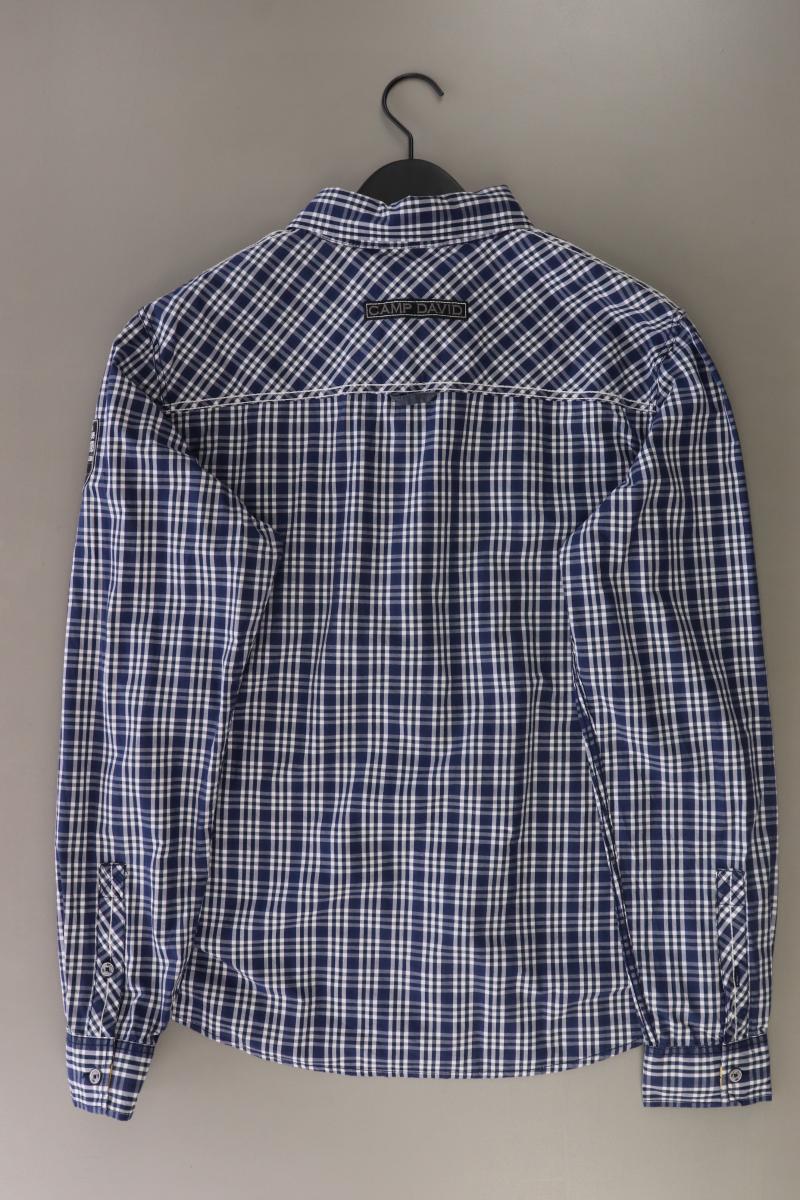 Camp David Langarmhemd für Herren Gr. M/L gestreift blau aus Baumwolle