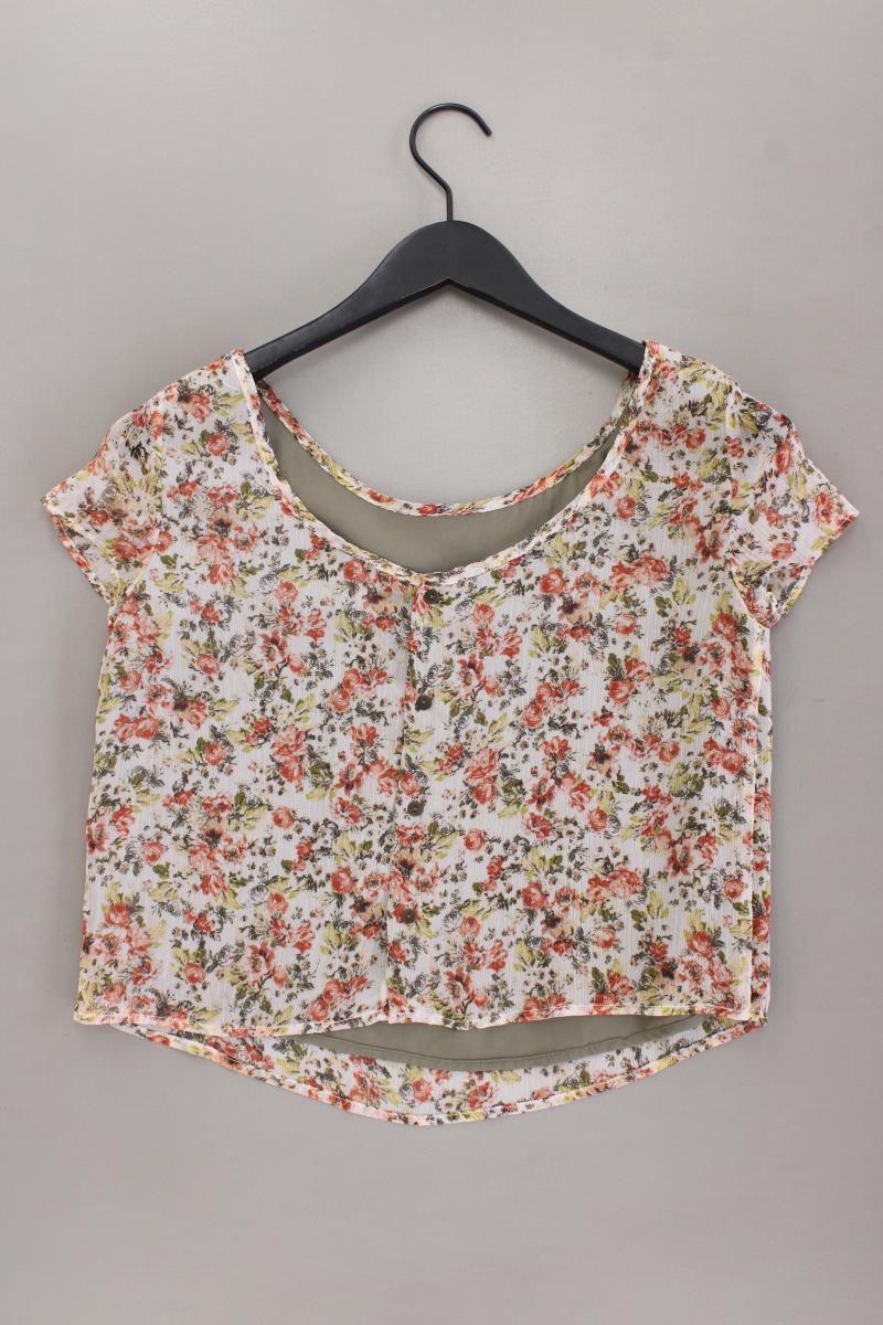 Mango Chiffonbluse Gr. M mit Blumenmuster Kurzarm mehrfarbig