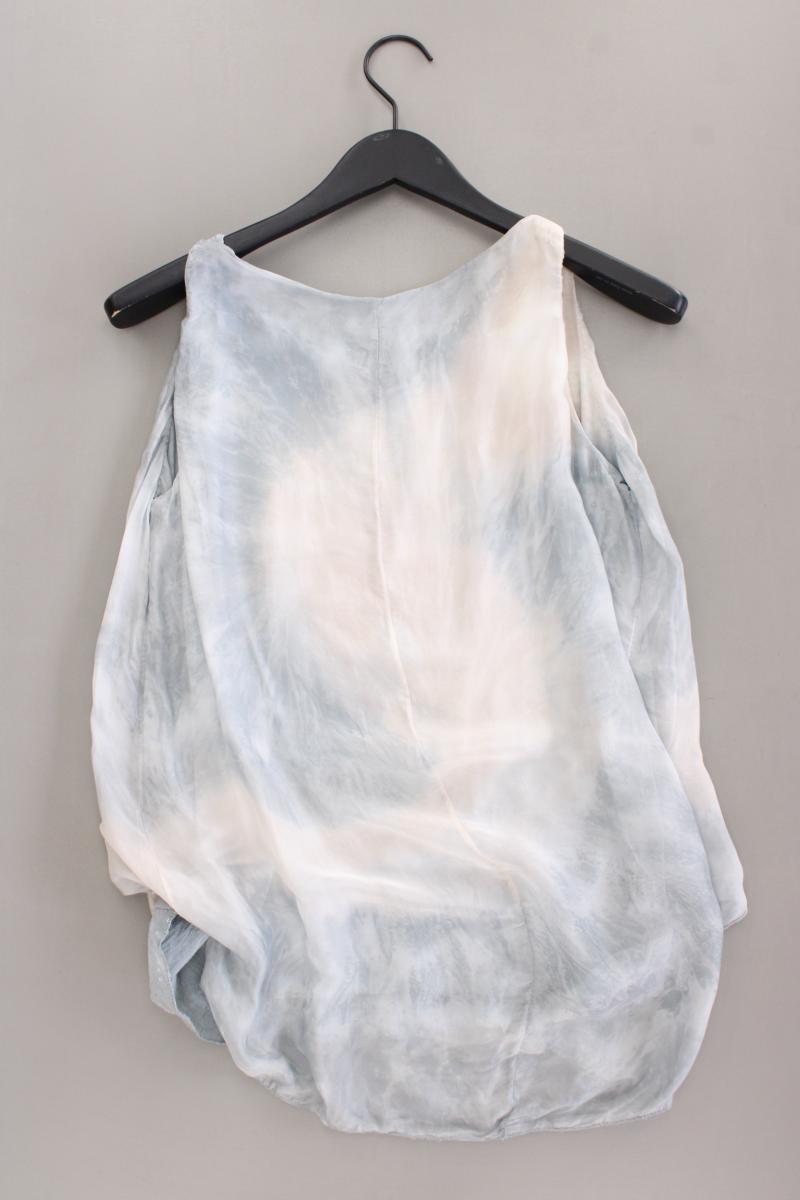Seidenbluse Gr. M mit Batikmuster Ärmellos blau