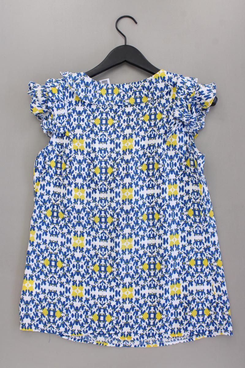 KEW LONDON Leinenbluse Gr. 38 mit Blumenmuster Kurzarm blau