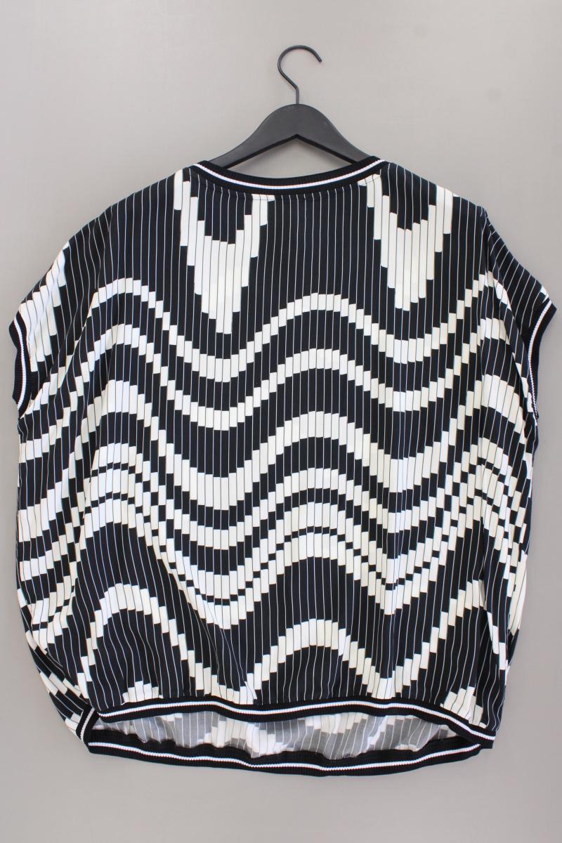 Mona Kurzarmbluse Gr. 52 geometrisches Muster neuwertig schwarz aus Viskose