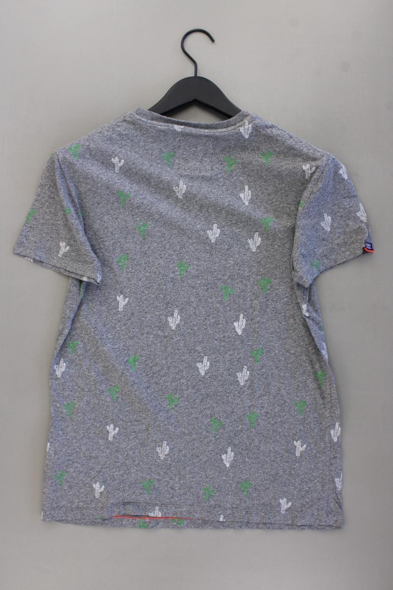 Superdry Shirt mit Kaktusprint für Herren Gr. M Kurzarm grau aus Baumwolle