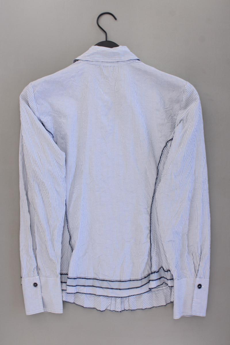 Biba Rüschenbluse Gr. 40 gestreift Langarm blau aus Baumwolle