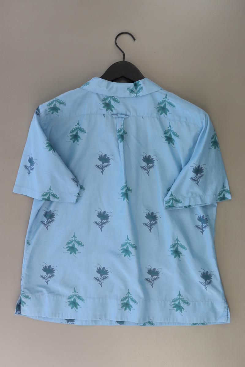 Gudrun Sjöden Bluse mit Seide Gr. L mit Blumenmuster neuwertig Kurzarm blau