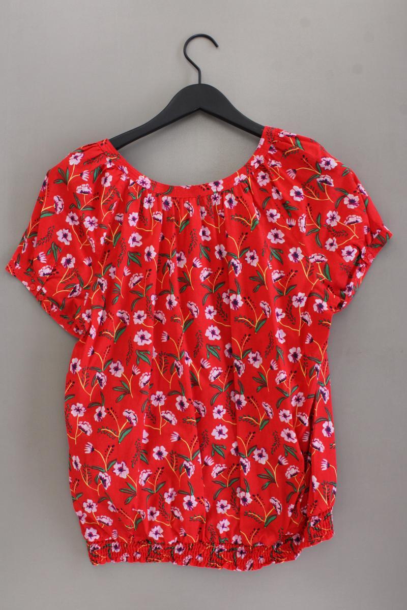 Bonprix Kurzarmbluse Gr. 44 mit Blumenmuster rot aus Baumwolle
