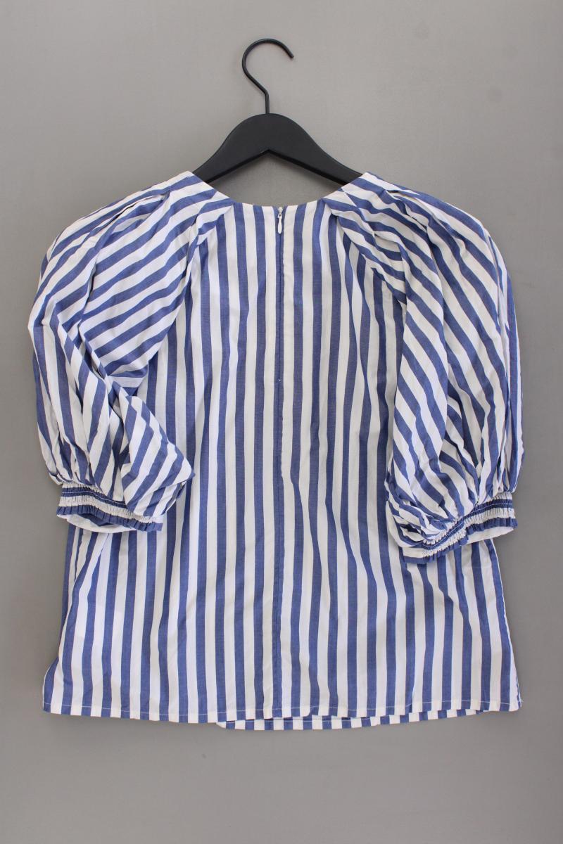 H&M Bluse Gr. M gestreift neuwertig Kurzarm blau aus Baumwolle