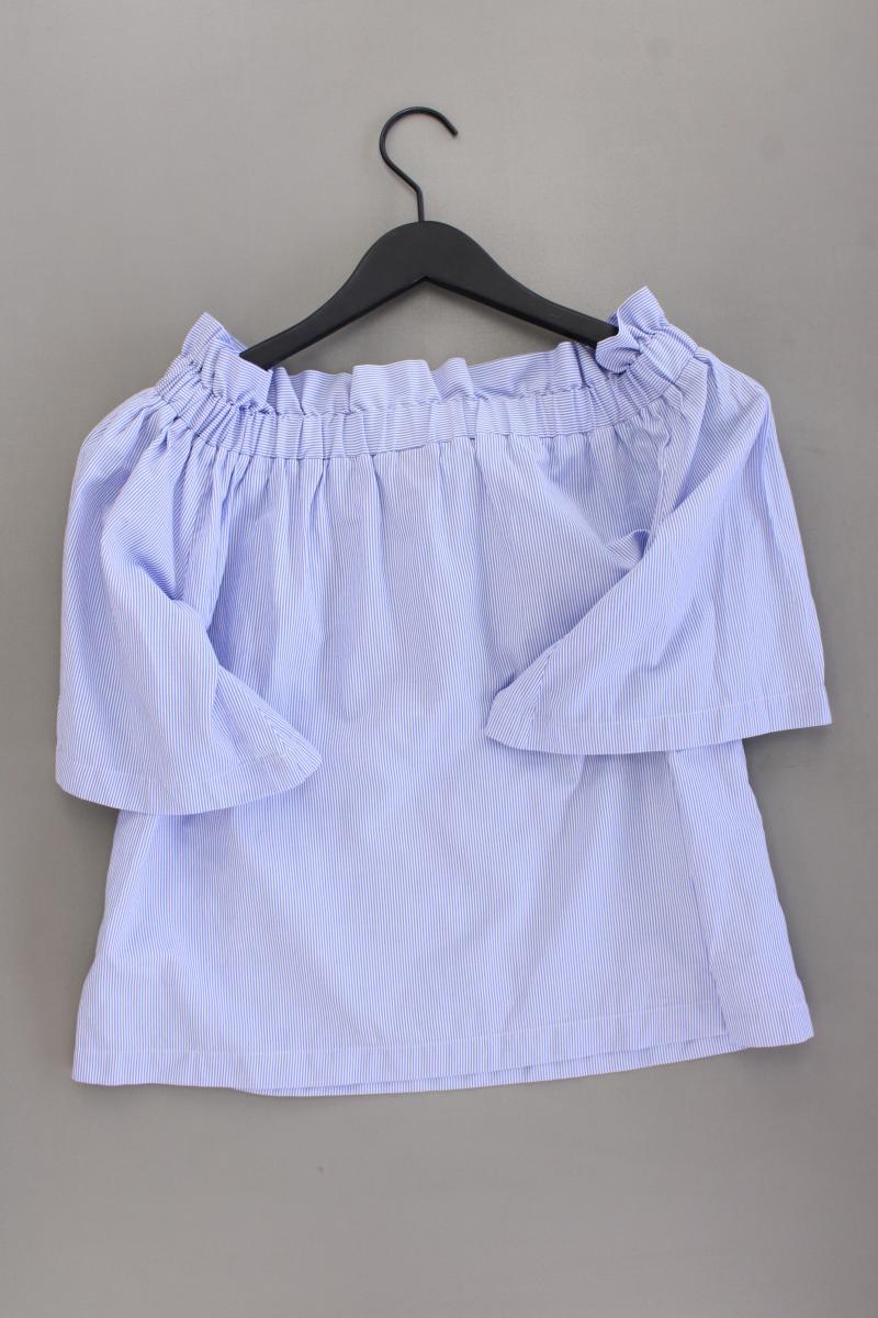H&M Carmenbluse Gr. 38 gestreift neuwertig Kurzarm mit Carmen-Ausschnitt blau
