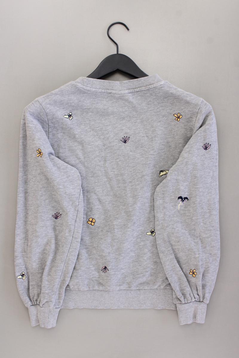 Nümph Langarmpullover Gr. S mit Blumenmuster grau aus Baumwolle