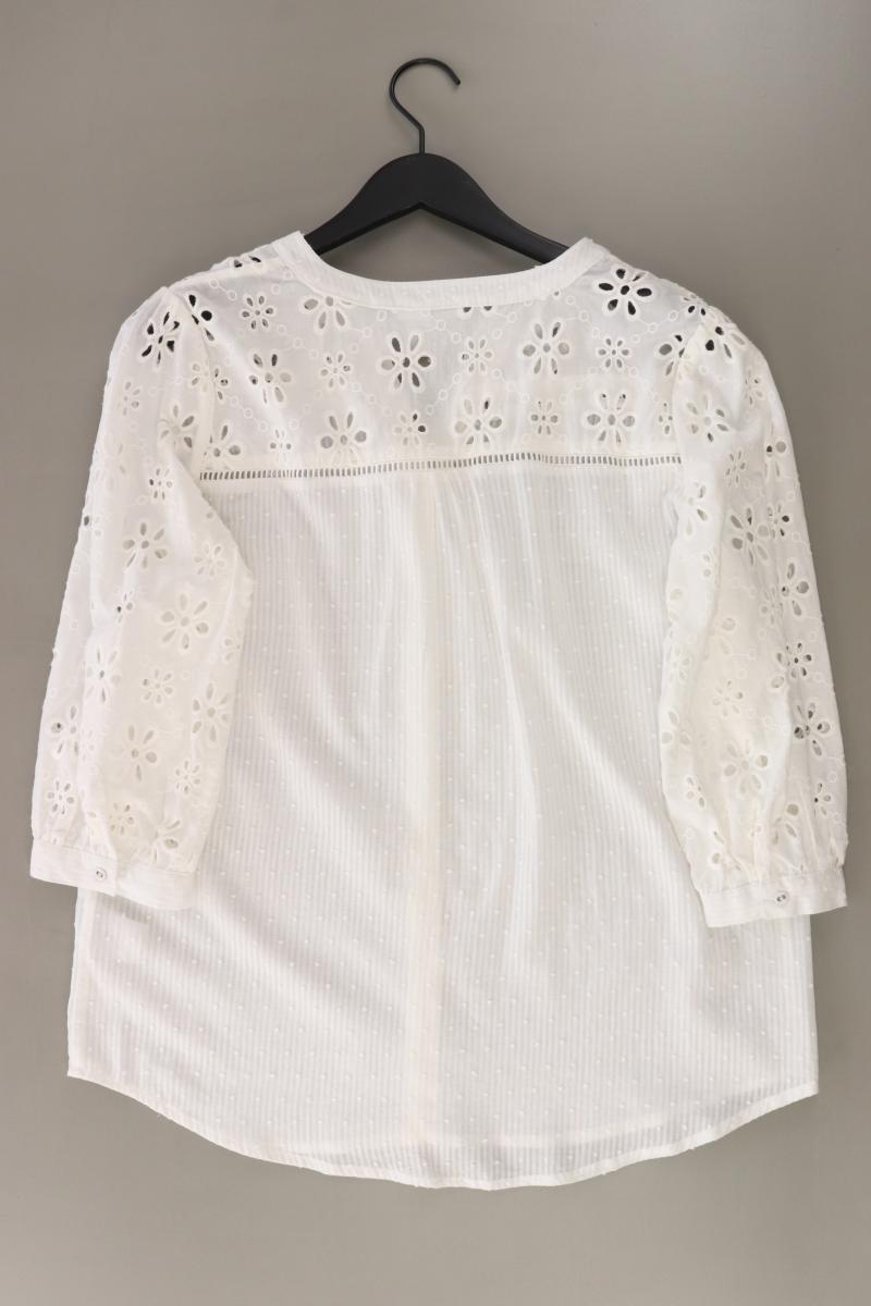 Heine Oversize-Bluse Gr. 38 mit Blumenmuster 3/4 Ärmel weiß aus Baumwolle
