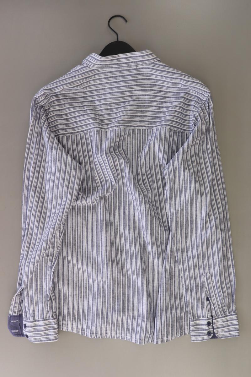 Leinenhemd von Livergy für Herren Gr. XL gestreift Langarm blau