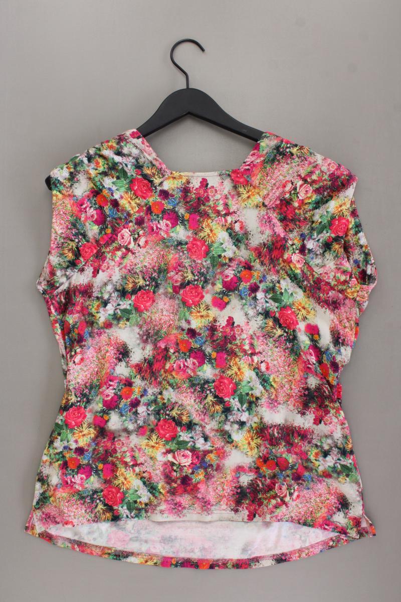 Himmelblau Shirt mit V-Ausschnitt Gr. 46 mit Blumenmuster neuwertig Kurzarm
