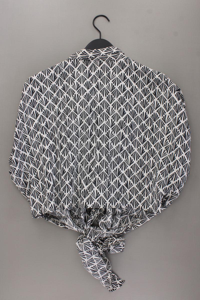 H&M Crop Bluse Gr. 48 geometrisches Muster Kurzarm grau