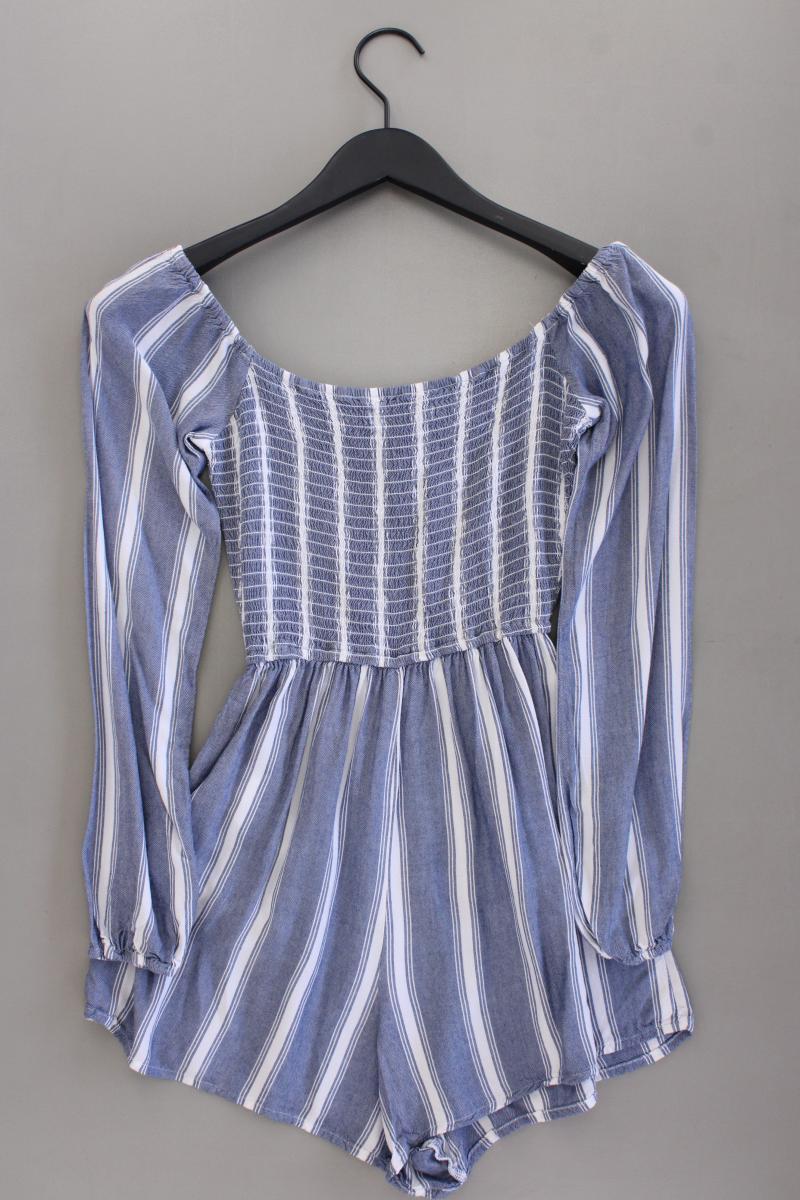 Hollister Kurzer Jumpsuit Gr. XS gestreift mit Carmen-Ausschnitt blau