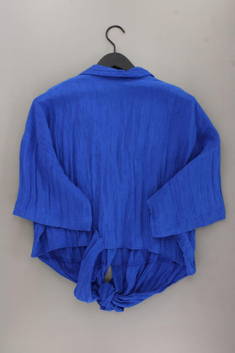 H&M Crop Bluse Gr. 48 Kurzarm blau