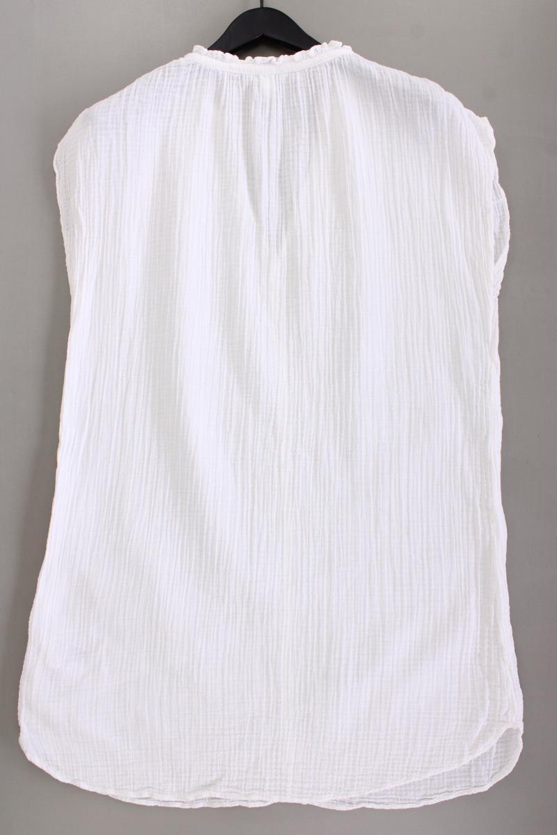 H&M Musselin Kleid Gr. L Kurzarm weiß aus Baumwolle