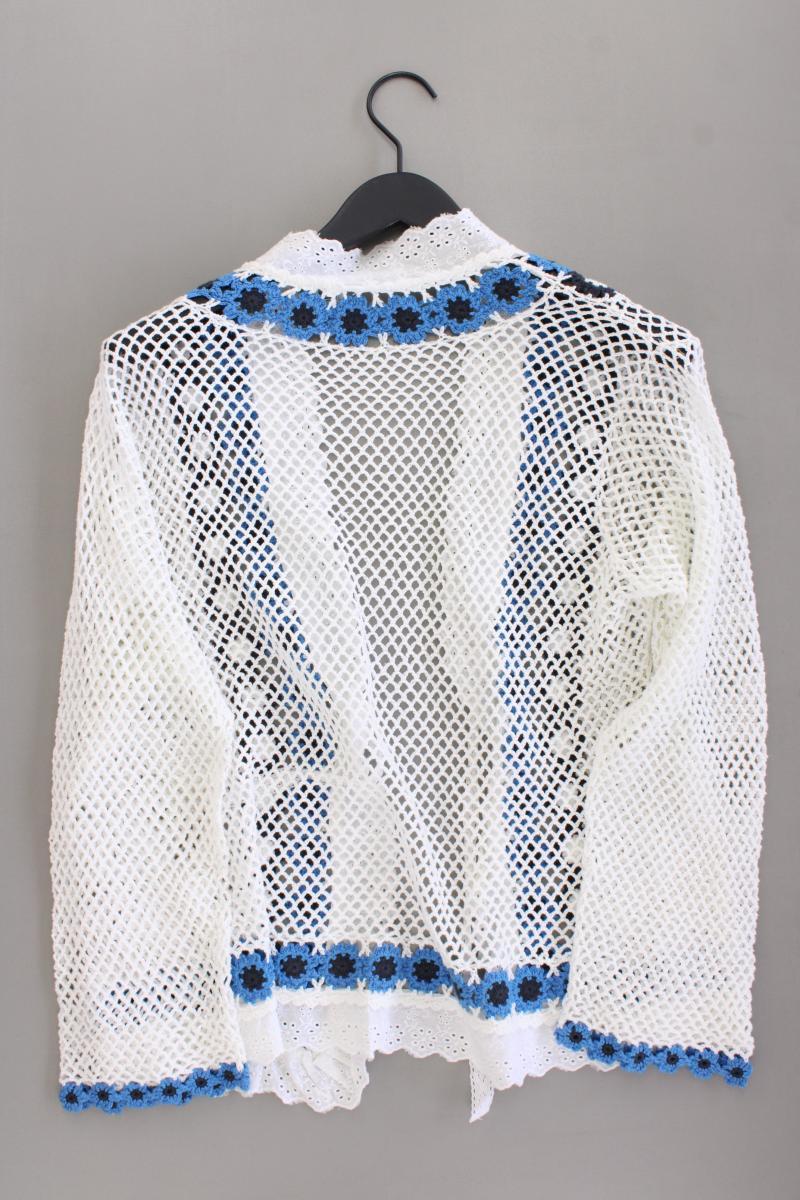 Häkel Cardigan Gr. OneSize Langarm weiß aus Baumwolle