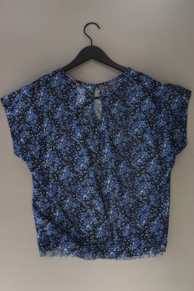 M&S Kurzarmbluse Gr. M mit Blumenmuster blau aus Polyester