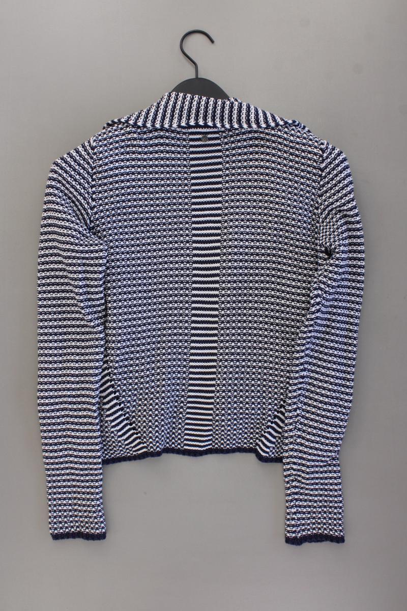 comma, Strickjacke Gr. 38 gestreift Langarm blau aus Baumwolle