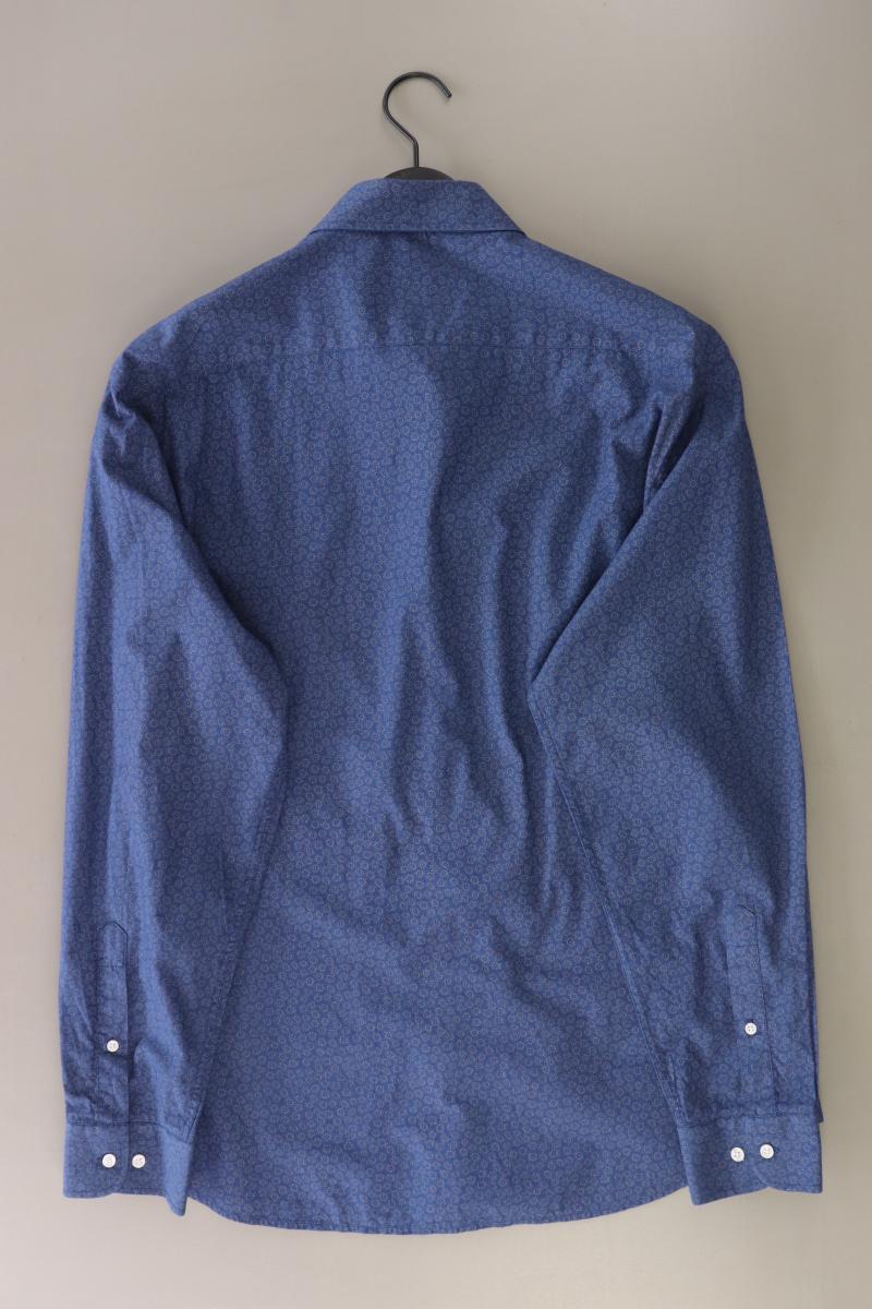 Barutti Hemd für Herren Gr. Hemdgröße 45 mit Blumenmuster Langarm blau