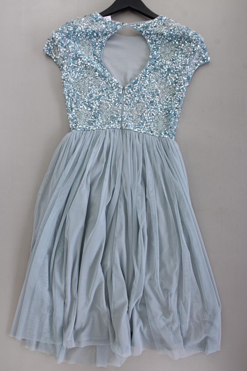 LACE&BEADS Abendkleid Ballkleid Gr. S Kurzarm mit Pailletten blau aus Polyester