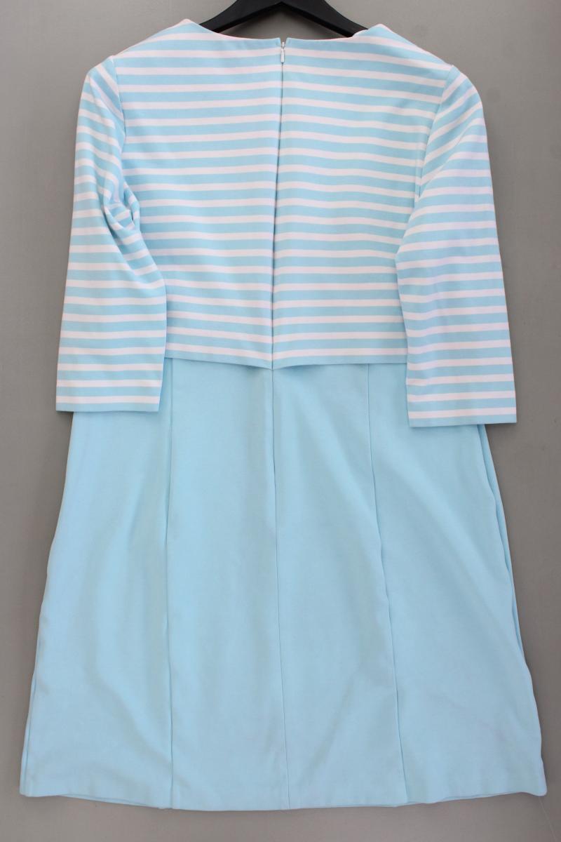 Walbusch Midikleid Gr. 44 gestreift 3/4 Ärmel türkis aus Viskose