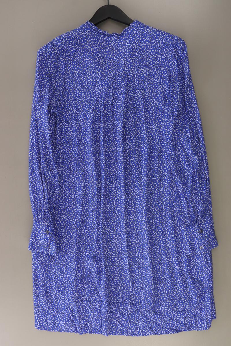 0039 Italy Langarmkleid Gr. M mit Blumenmuster blau aus Viskose