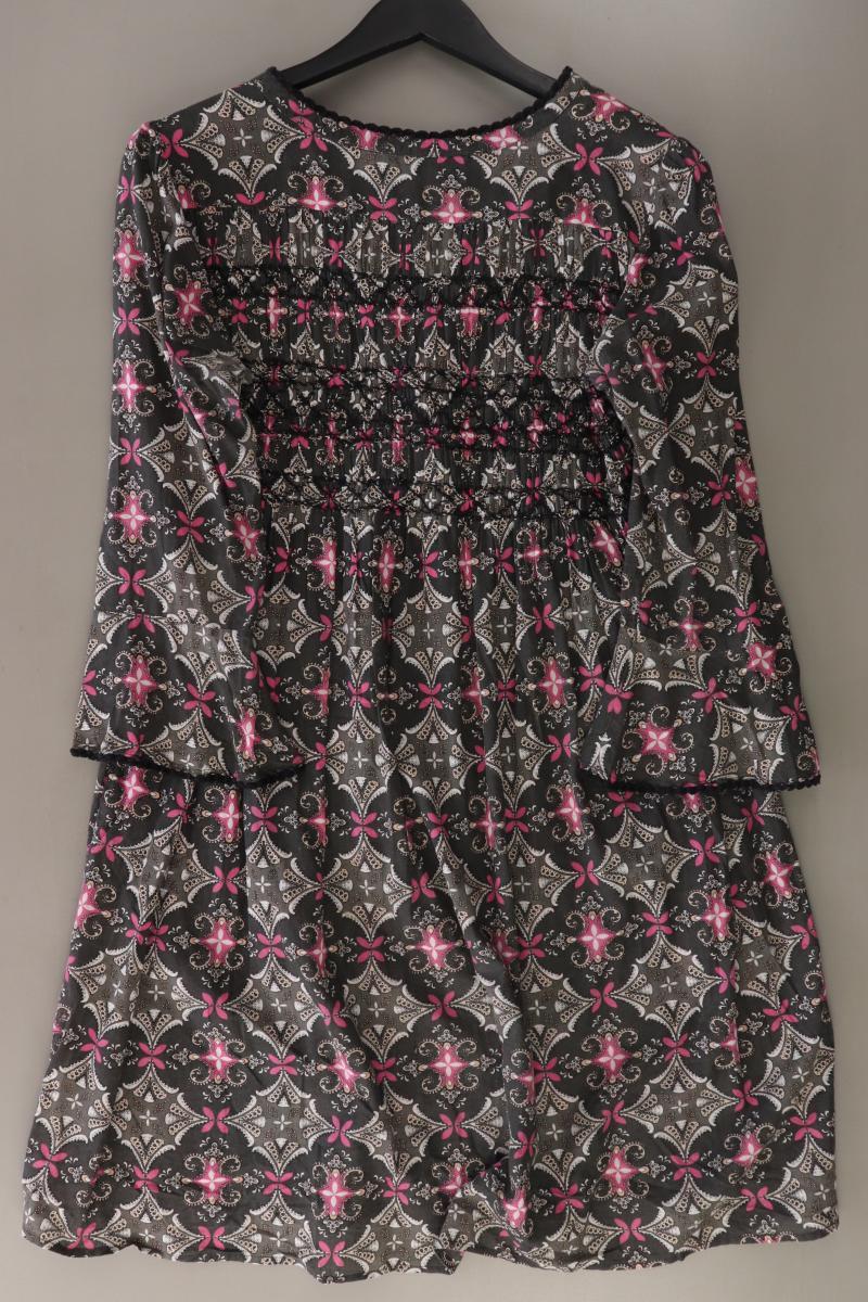 Odd Molly Midikleid Gr. L mit Blumenmuster 3/4 Ärmel grau aus Baumwolle