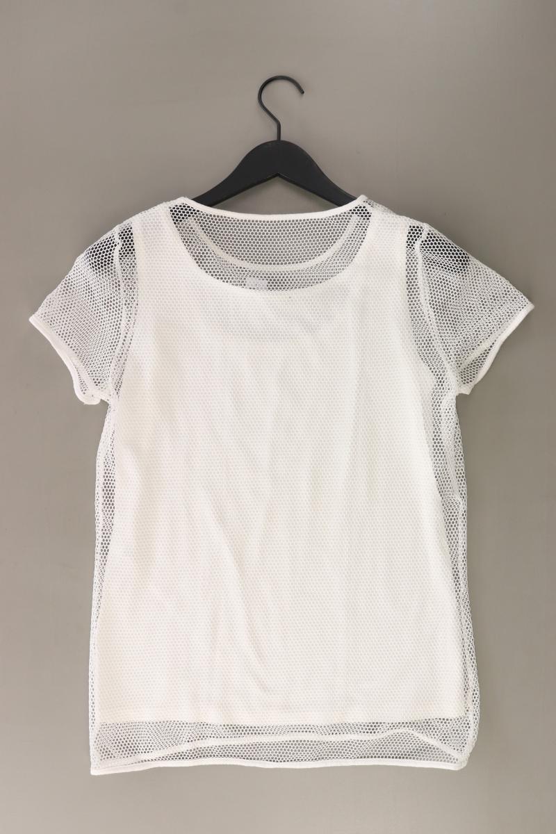 comma, Netzshirt Gr. 40 neuwertig Kurzarm weiß aus Polyester