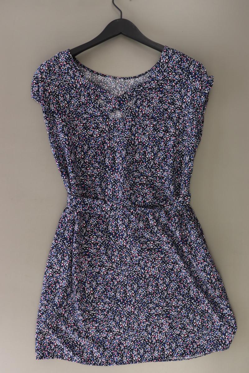 s.Oliver Kurzarmkleid Gr. 38 mit Blumenmuster mit Gürtel blau aus Viskose
