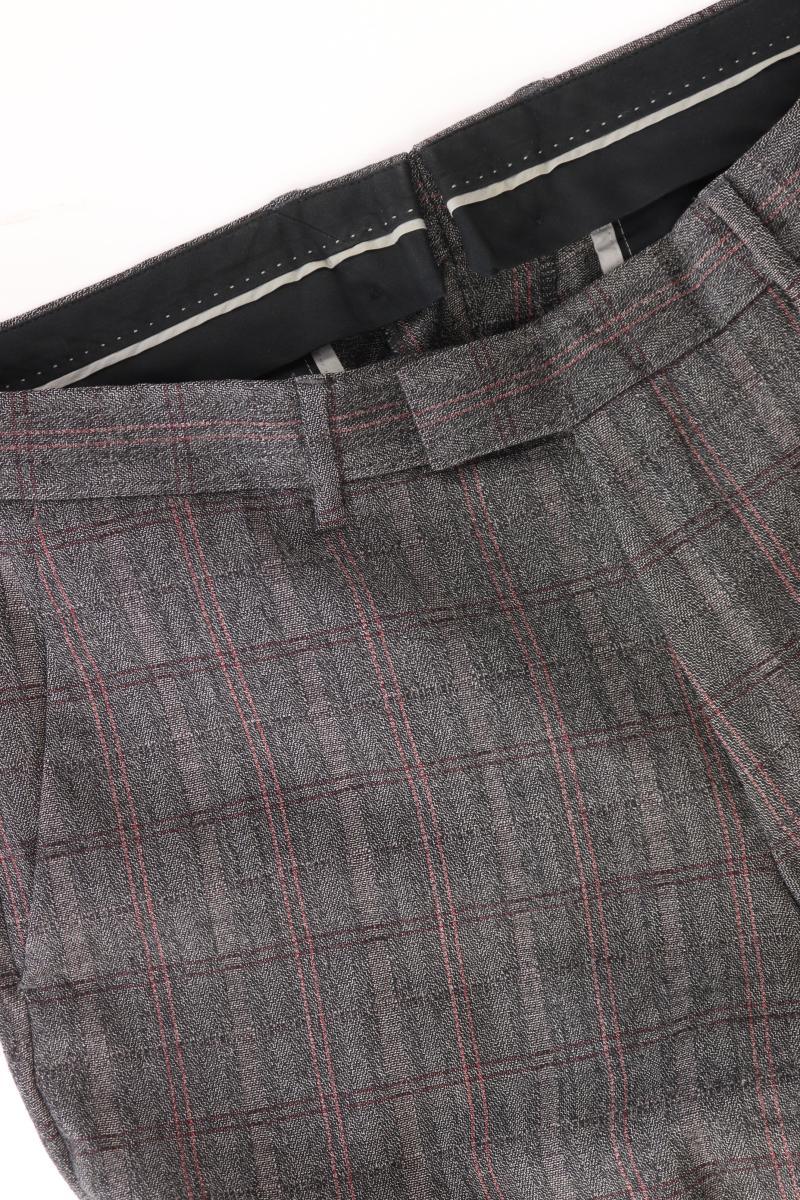 Hugo Boss Wollhose für Herren Gr. Langgröße 102 kariert grau aus Schurwolle