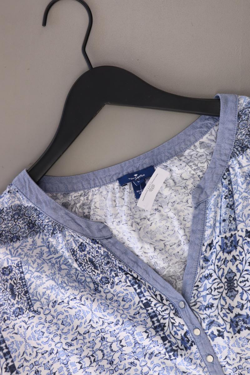 Tom Tailor Regular Bluse Gr. L 3/4 Ärmel blau aus Baumwolle