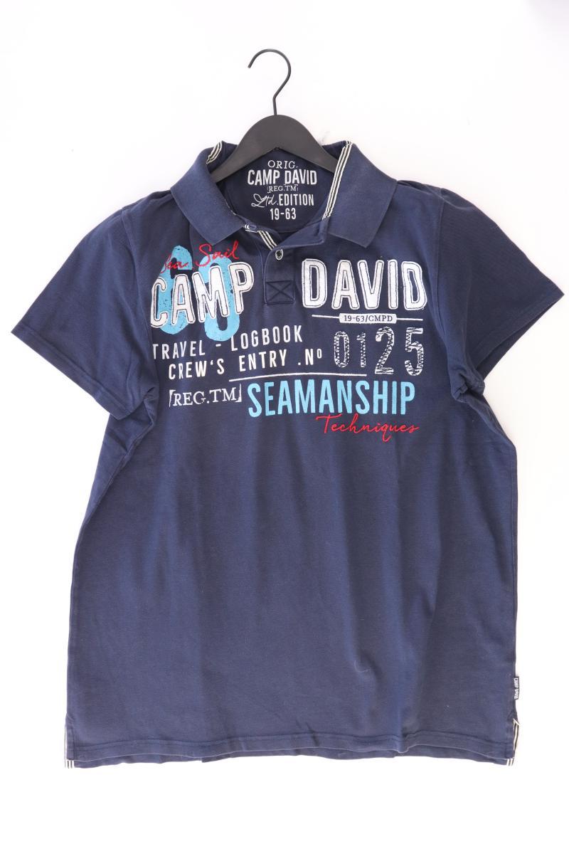 Camp David Poloshirt für Herren Gr. XXL Kurzarm blau aus Baumwolle
