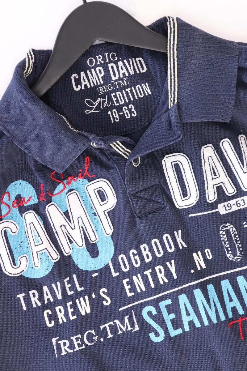 Camp David Poloshirt für Herren Gr. XXL Kurzarm blau aus Baumwolle