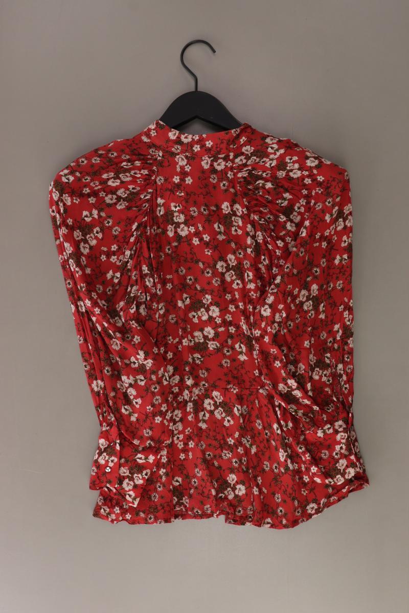 Zara Regular Bluse Gr. S mit Blumenmuster 3/4 Ärmel rot aus Viskose