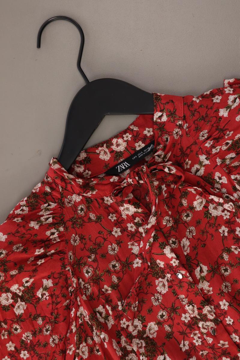 Zara Regular Bluse Gr. S mit Blumenmuster 3/4 Ärmel rot aus Viskose