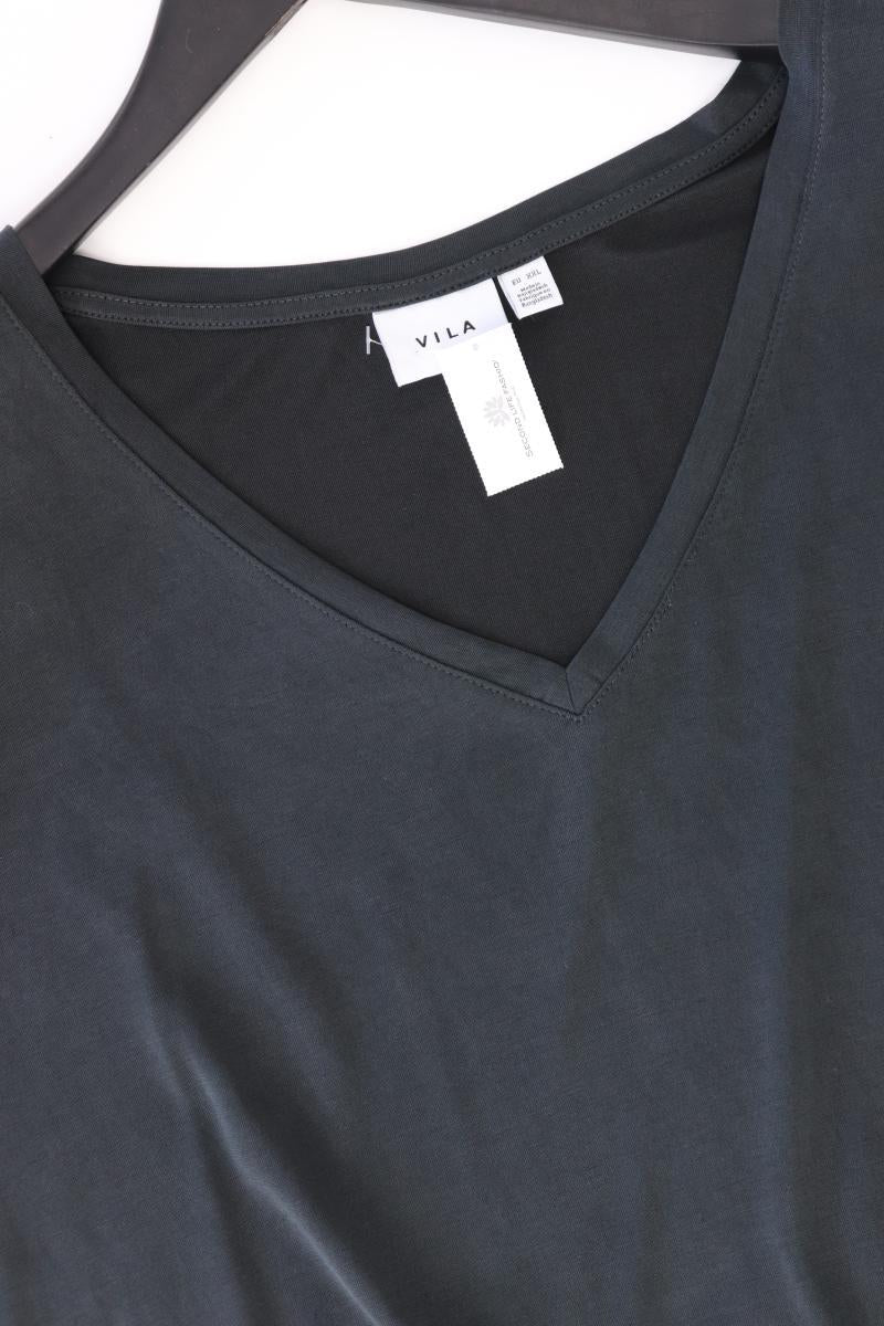 Vila Shirt mit V-Ausschnitt Gr. XXL Kurzarm grau aus Viskose