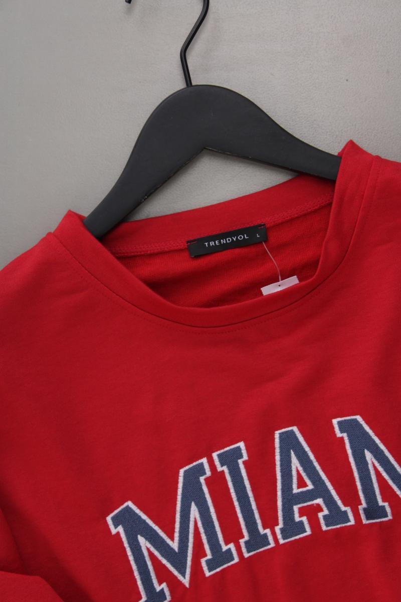 Trendyol Cropped Shirt Gr. L Langarm rot aus Baumwolle