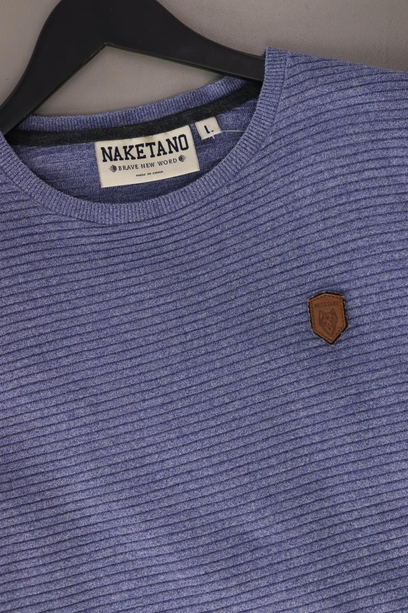 Naketano Feinstrickpullover für Herren Gr. L blau aus Baumwolle