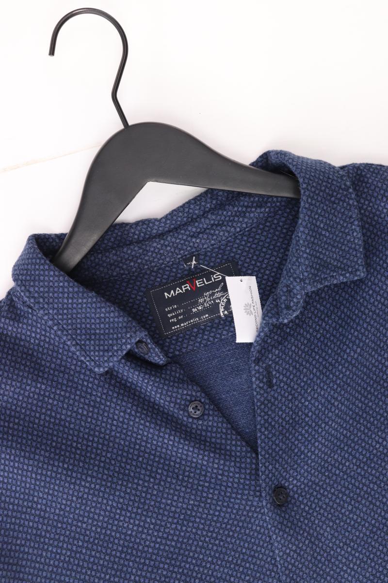 MARVELIS Langarmhemd für Herren Gr. XXL blau aus Baumwolle