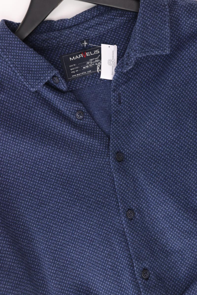 MARVELIS Langarmhemd für Herren Gr. XXL blau aus Baumwolle