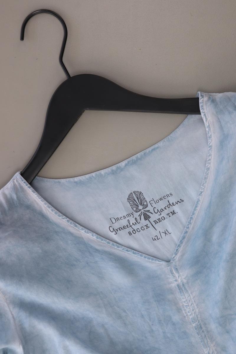 Soccx Regular Bluse Gr. 42 3/4 Ärmel blau aus Viskose