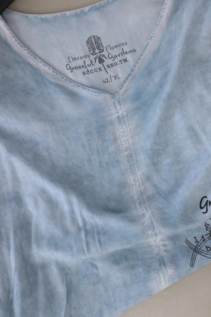 Soccx Regular Bluse Gr. 42 3/4 Ärmel blau aus Viskose