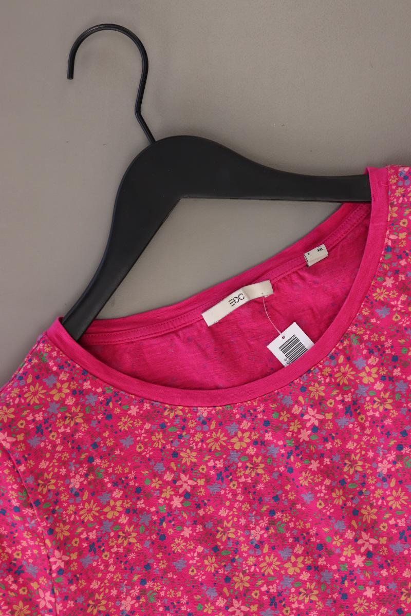 edc by Esprit Printshirt Gr. XL mit Blumenmuster Kurzarm pink aus Baumwolle