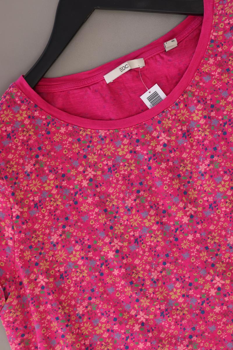 edc by Esprit Printshirt Gr. XL mit Blumenmuster Kurzarm pink aus Baumwolle
