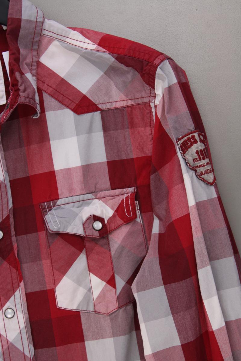 Guess Karohemd für Herren Gr. L kariert Langarm rot aus Baumwolle