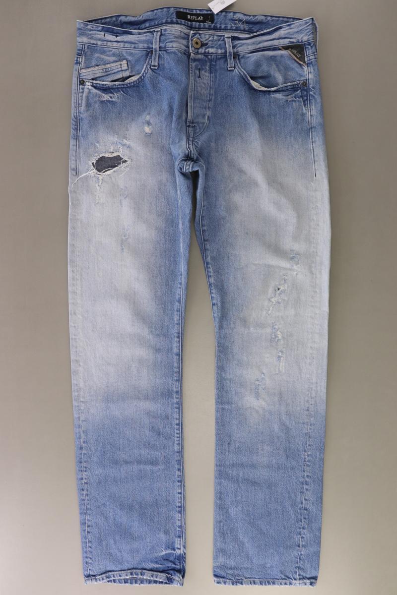 Replay Straight Jeans für Herren Gr. W34 blau aus Baumwolle